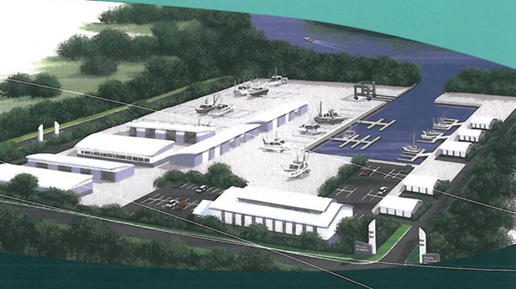 An artist's impression of the Mary River Marine Precinct. An artist's impression of the Mary River Marine Precinct.
